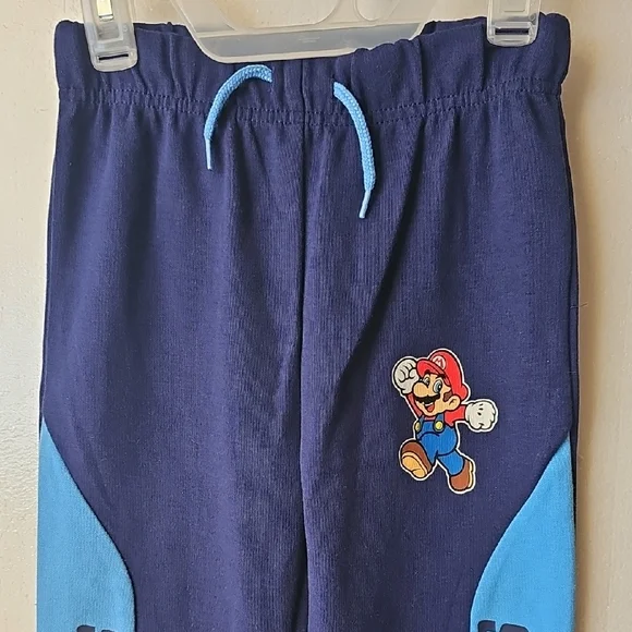 Boys 6/7 Super Mario Kids Navy Blue Nintendo Joggers Pants - Picture 2 of 9